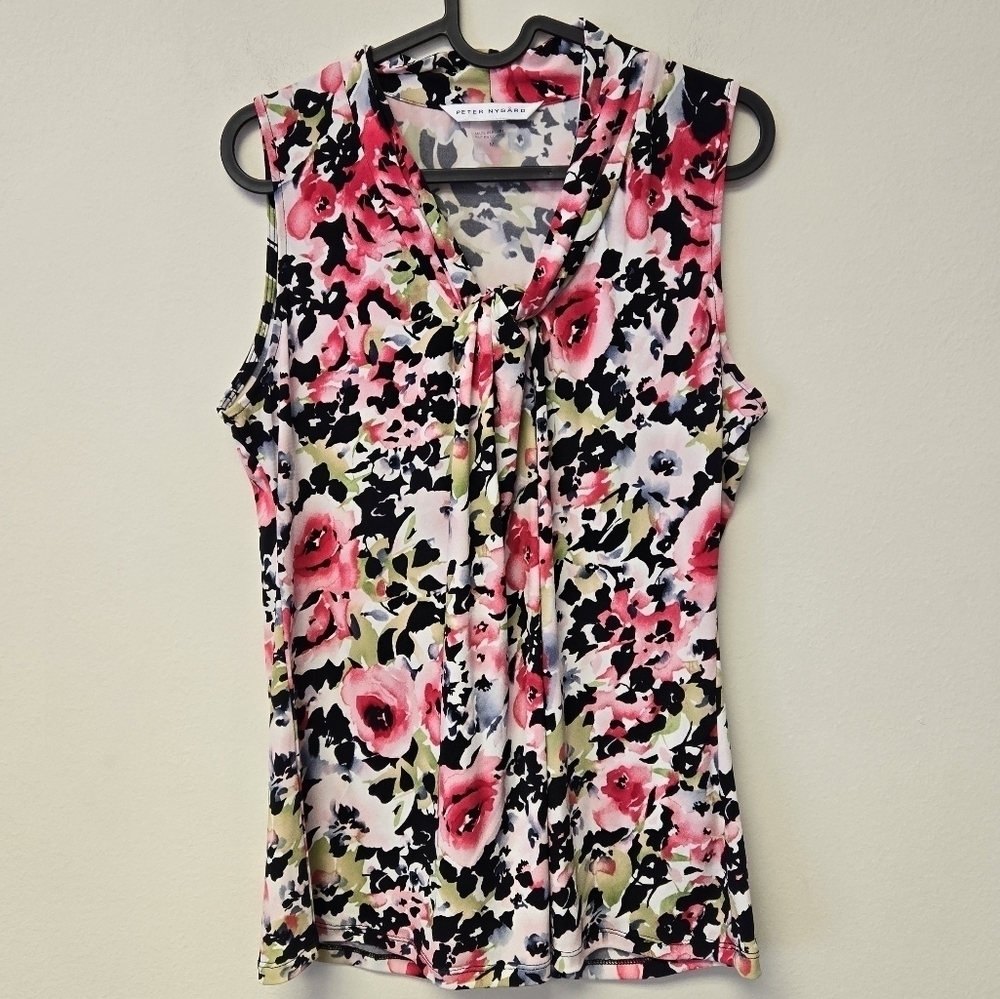 Peter Nygard Floral Knot Front Blouse Top Pink M